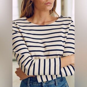 Sezane Navy and White Striped Top